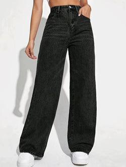 Plain Black Denim Jeans