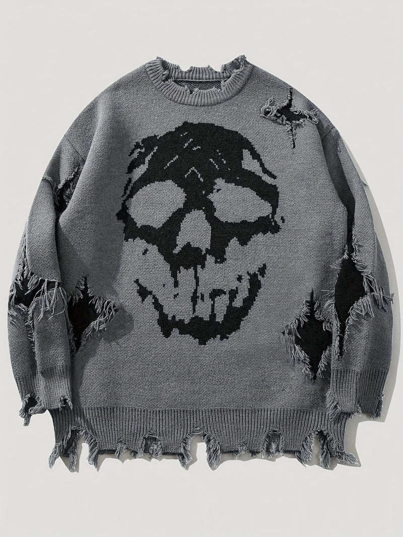 Casual Distressed Knit Pullover