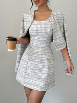 Sophisticated Plaid Dress Suit