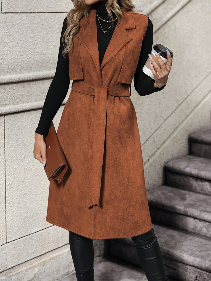 Elegant Trench Vest with Belt