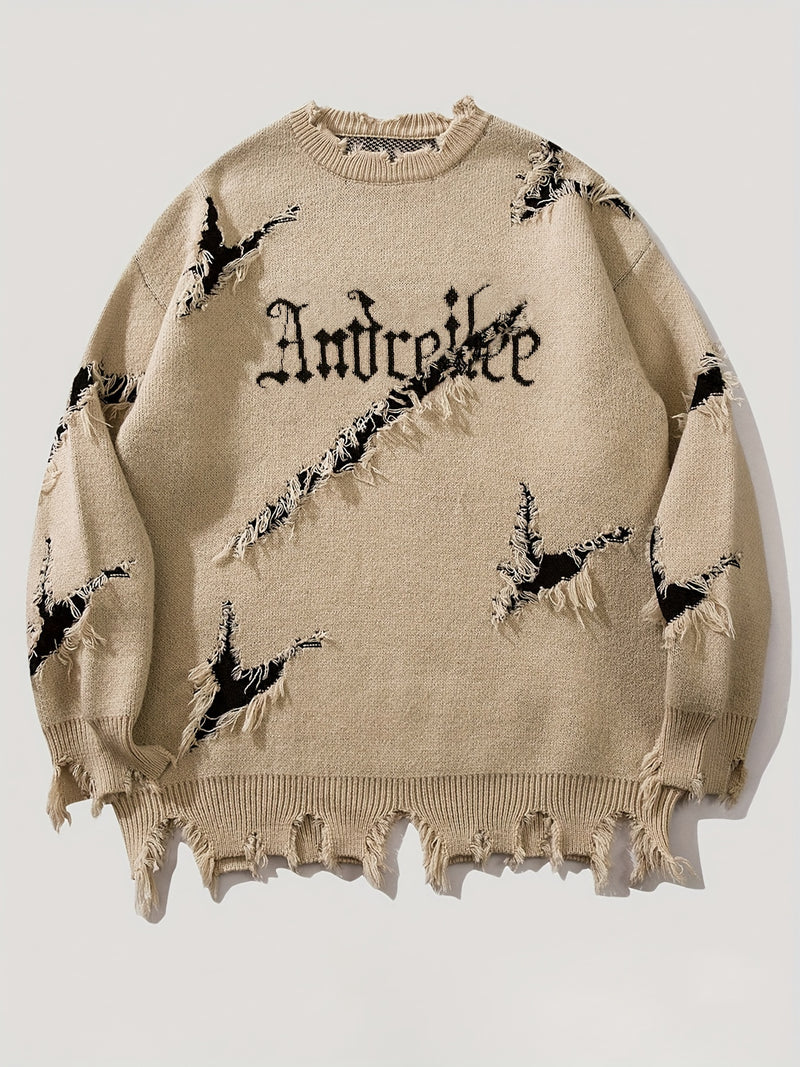 Distressed Ripped Knit Sweater