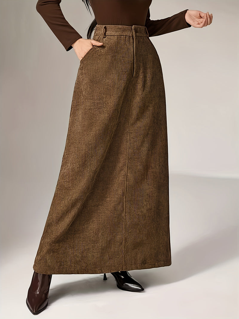 Elegant Corduroy Midi Skirt