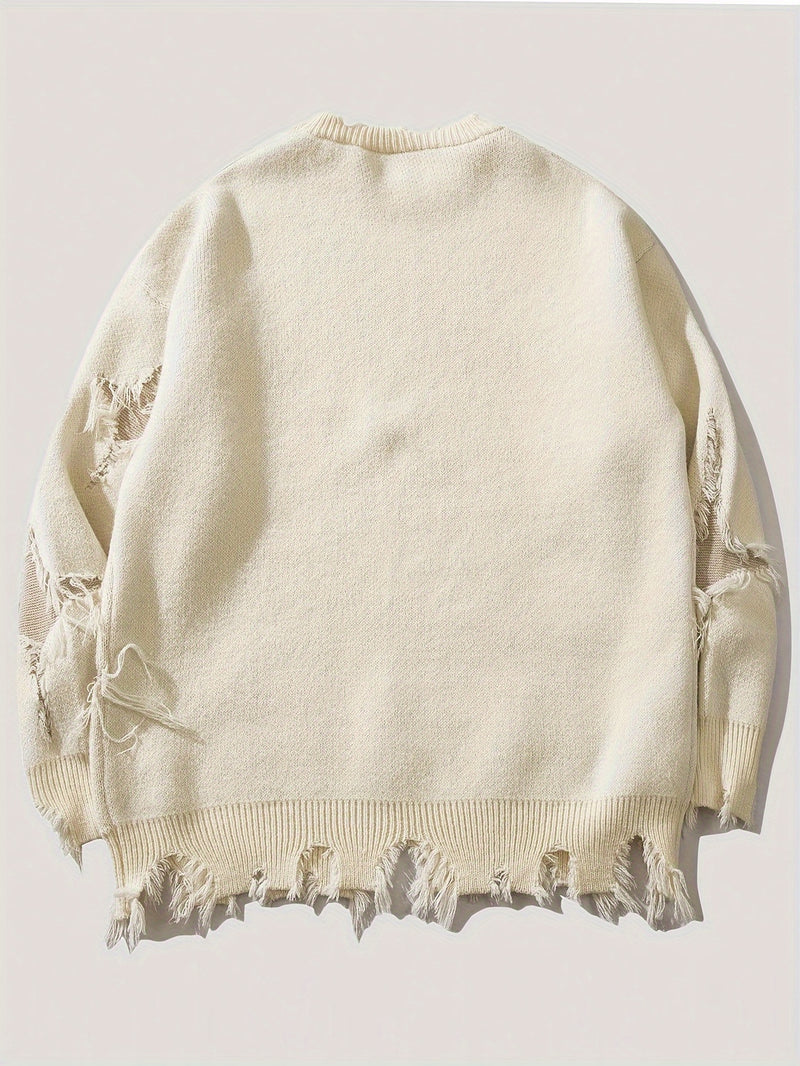 Casual Distressed Knit Pullover