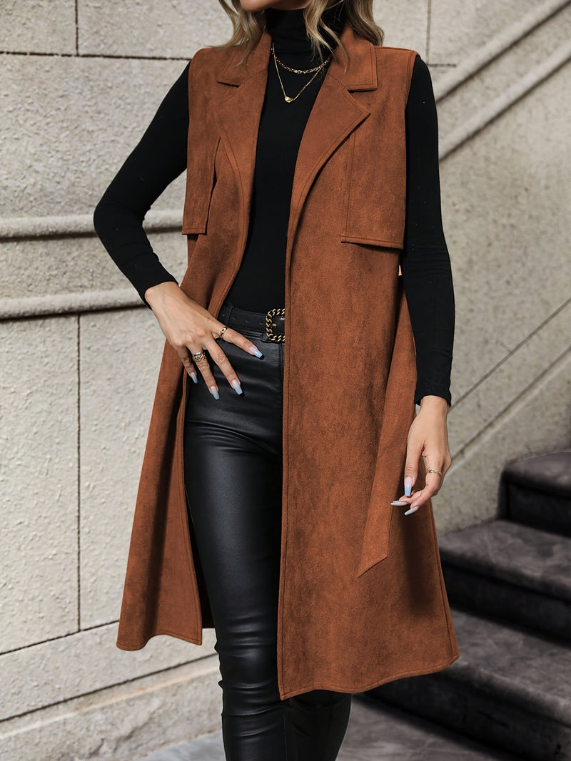 Elegant Trench Vest with Belt