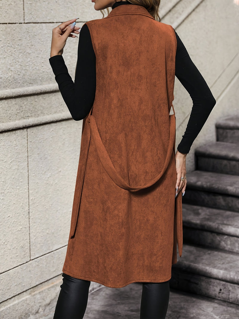 Elegant Trench Vest with Belt