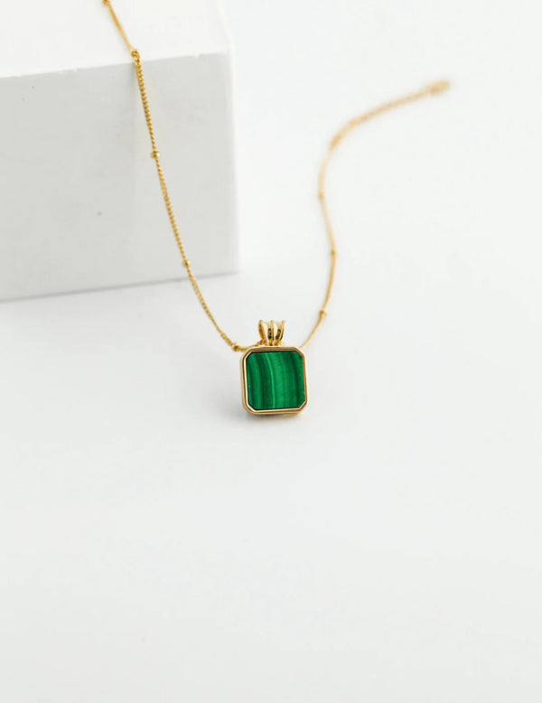 Chain Square Malachite Necklace