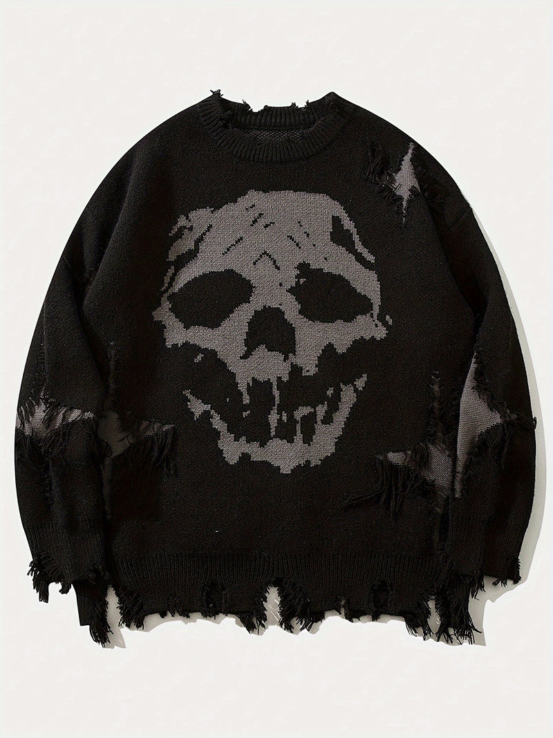 Casual Distressed Knit Pullover