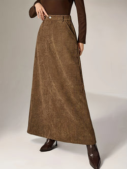 Elegant Corduroy Midi Skirt