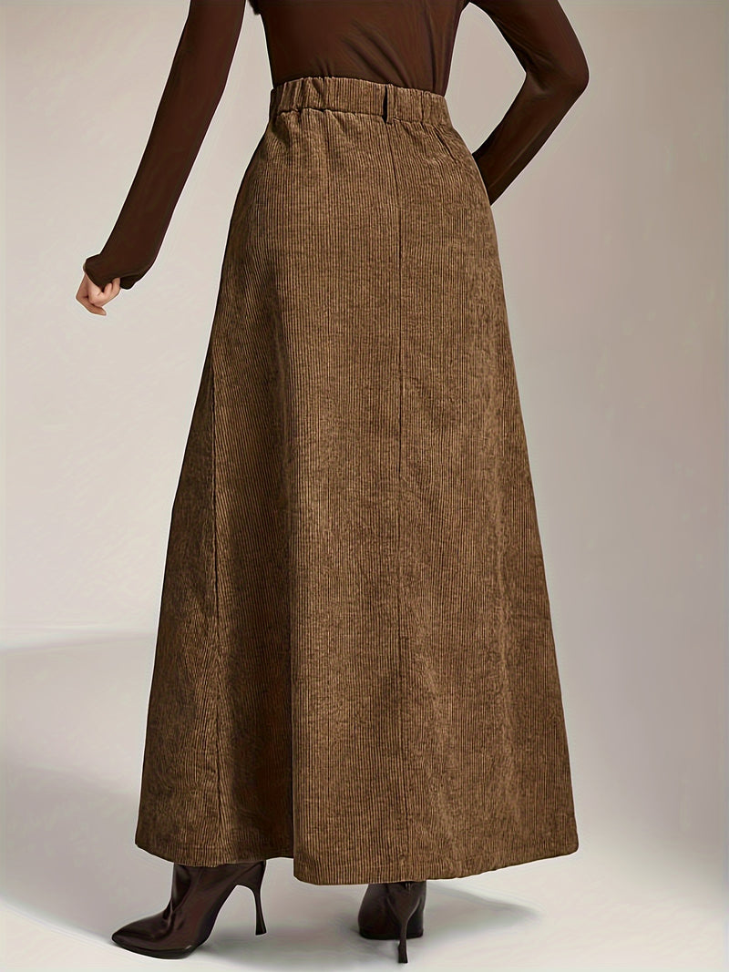 Elegant Corduroy Midi Skirt