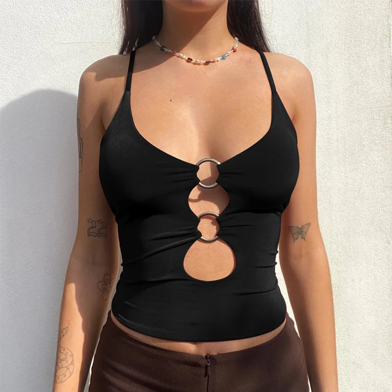 Solid Straps Crop Top T-shirt