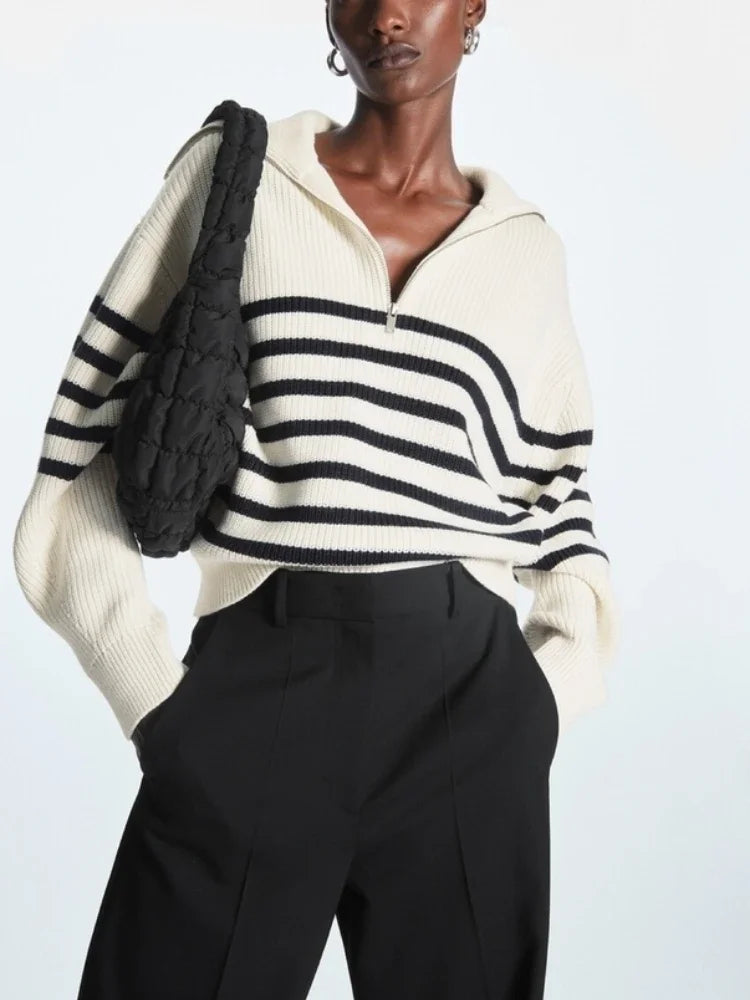 Turtleneck Striped Pullover