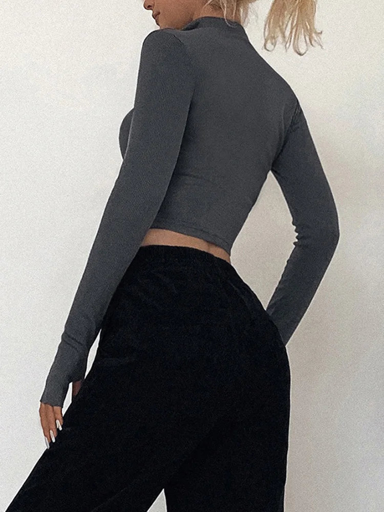 Casual Long Sleeve Turtleneck Top