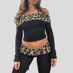 Fashion Leopard Two Piece Set Women