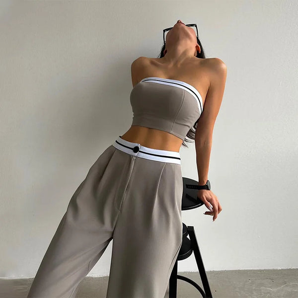 Fashionable Tube Top & Pants Summer Set