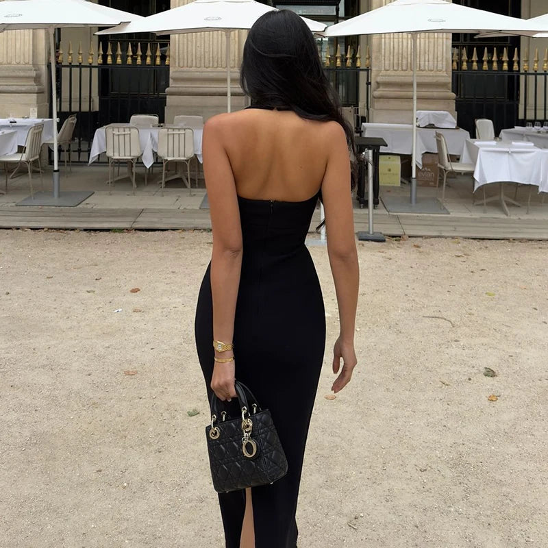 One-Shoulder Black Evening Dress