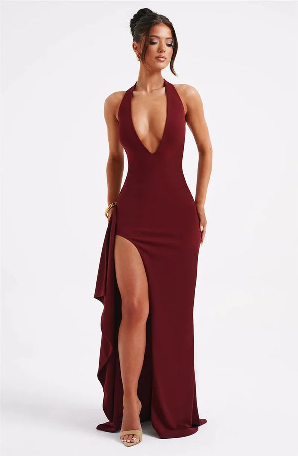 Backless Deep V-Neck Party Dress