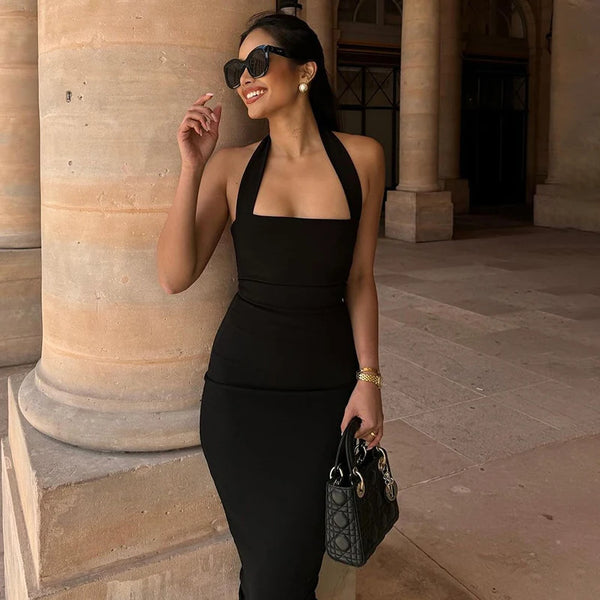 One-Shoulder Black Evening Dress