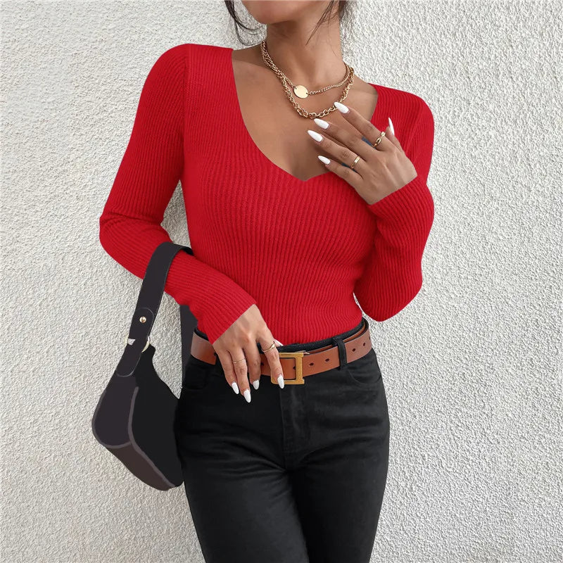 Knit V Neck Sweater