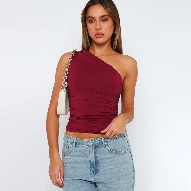 One Shoulder Backless Top