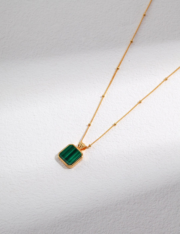 Chain Square Malachite Necklace