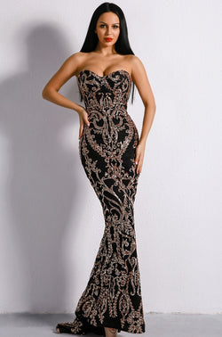 Black Embellished Sequin Gown