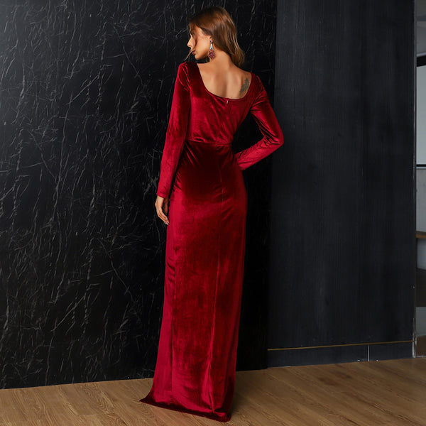 Long Sleeve Velvet Dress