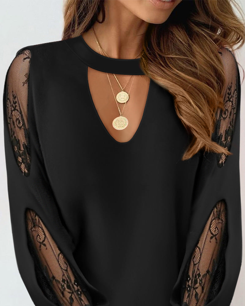 Cutout  Long Sleeve Top